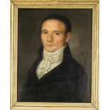 Bildnismaler des Biedermeier um 1830, Portrait eines Mannes, Öl auf Lwd., unsign., stärkerretusch,