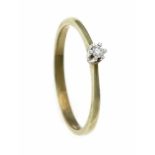 Brillant-Ring GG/WG 585/000 mit einem Brillanten 0,05 ct punziert TW/VS, RG 58, 1,9 gBrilliant