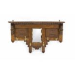 Garderobe mit Spiegel um 1880, Eiche massiv, sechs Haken aus Messing, L. 105 cm, H. 64 cm- - -22.