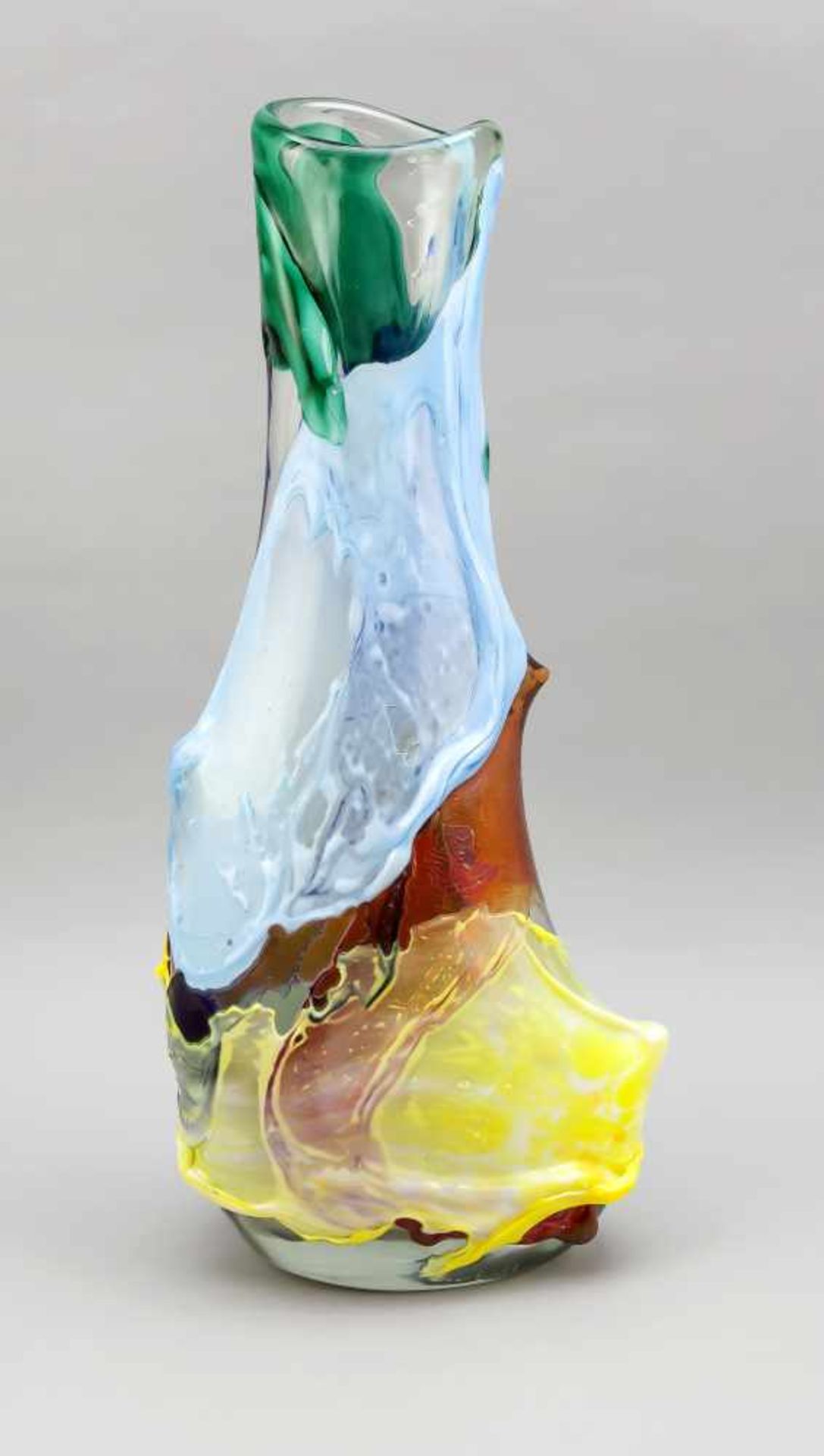 Große Bodenvase, Italien, 2. Hälfte 20. Jh., Murano, unregelmäßig geformter, sichverjüngender Korpus