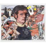 Rolf Zimmermann (*1948), "Hommage für Heinrich Vogeler", collageartiges Aquarell