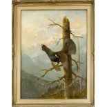 Moritz Müller (1841-1899), Münchner Wild- und Jagdmaler, Auerhahn auf kahlem Baum