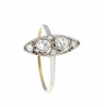 Art Déco Ring GG/WG 585/000 mit Altschliff-Diamanten, zus. 0,40 ct l.get.W/VS-SI, RG 56,2,2 gArt