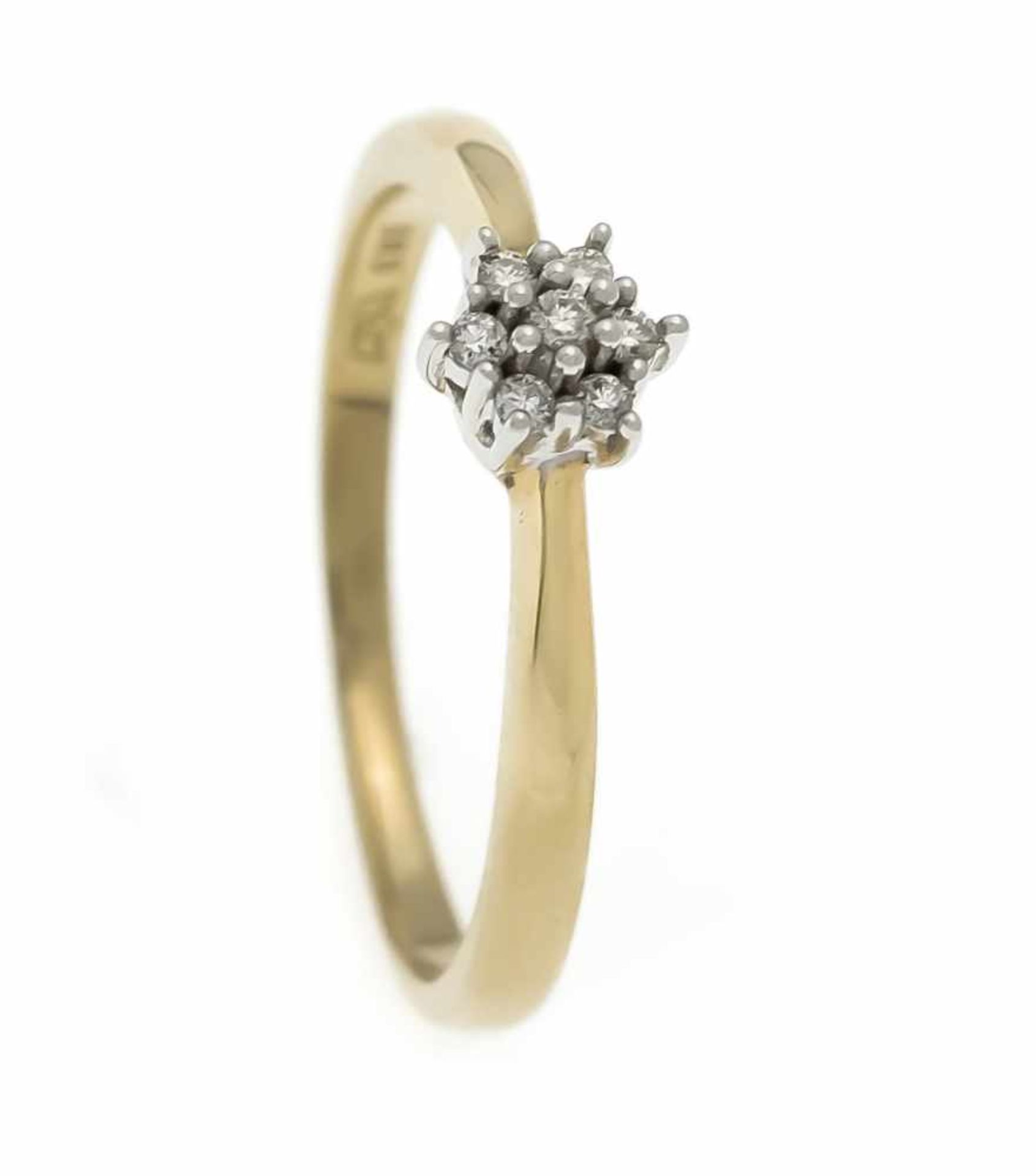 Brillant-Ring GG/WG 585/000 mit 7 Brillanten, zus. 0,14 ct l.get. W/SI, RG 60, 2,9 gBrillant Ring GG