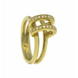 Brillant-Ring GG 585/000 mit 22 Brillanten, zus. 0,11 ct W/SI-PI, RG 54, 7,8 gBrillant ring GG 585/