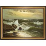 Modey Kersten (*1921), Hamburger Marinemaler, Meeresbrandung im Abendlicht, Öl auf Lwd.,u. li. sign.