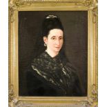 Anonymer Bildnismaler Mitte 19. Jh., Portrait einer Dame mit schwarzem Schleier, Öl aufLwd.,
