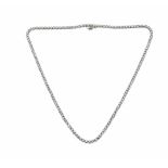 Brillant-Collier WG 585/000 mit 140 Brillanten, zus. 7,0 ct W/SI-PI, Kastenschließe mitSI-Bügel,