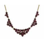 Granat-Collier GG 333/000 mit fac. Granaten, Federring, L. 43,5 cm, 11,8 gGarnet necklace GG 333/000