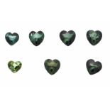Konvolut 7 Turmalin-Herzen, 6,87 ct, CabochonsMixed lot of 7 tourmaline hearts, 6.87 ct,