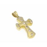 Brillant-Kreuz-Anhänger GG 750/000 mit 10 Brillanten, zus. 0,26 ct TW-W/VS-PI, L. 30 mm,5,2