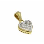 Diamant-Herzanhänger GG/WG 750/000 mit 21 Prinzess-Diamanten, zus. 0,28 ct get.W/SI, L. 17mm, 1,6