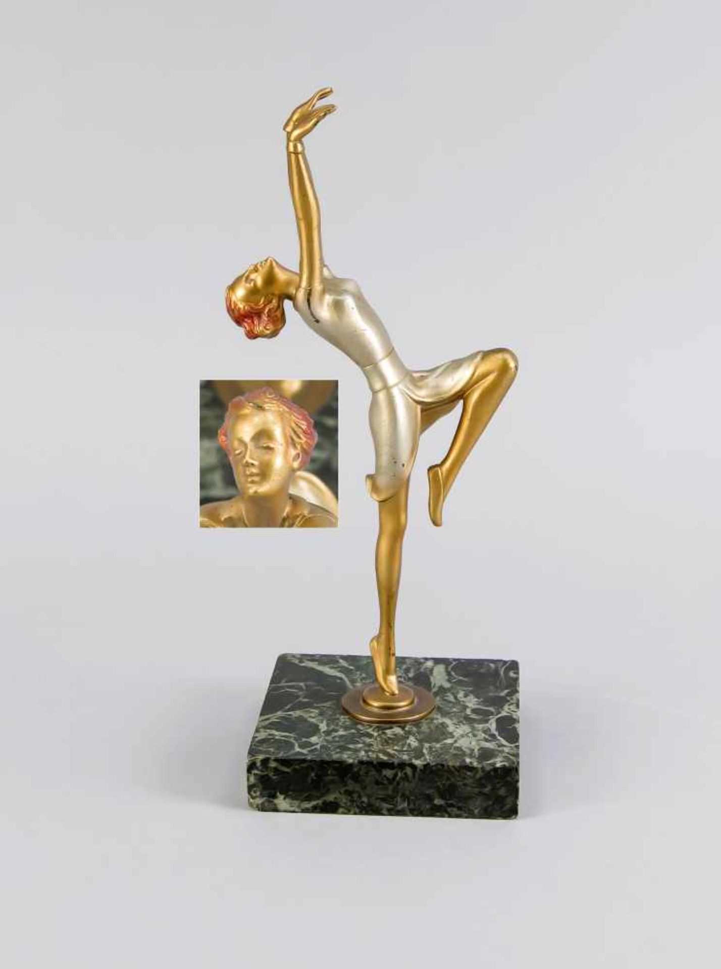 Josef Lorenzl (1892-1950) (attrib.), Wiener Art Déco Statuette um 1930, Ausdruckstänzerinmit