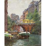 Paul Buchholz (1868-1930), Die Ellerntorsbrücke in Hamburg, Öl auf Leinwand, um 1900,rechts unten