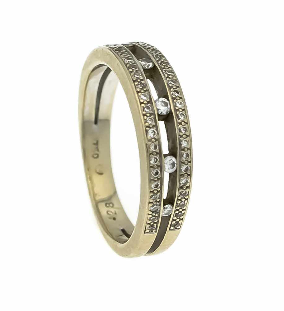 Brillant-Ring GG 750/000 mit Brillanten und Diamanten, zus. 0,28 ct punziert, W/SI-PI, RG55, 5,2