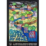 Friedensreich Hundertwasser (1928-2000), zwei Drucke mit Metallfolienprägung, "Among treesyou are at