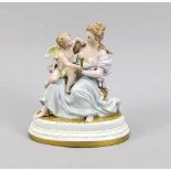 Figurengruppe 'Venus und Amor', Rudolstadt, Thüringen, 20. Jh., ovaler Sockel, polychrombemalt,