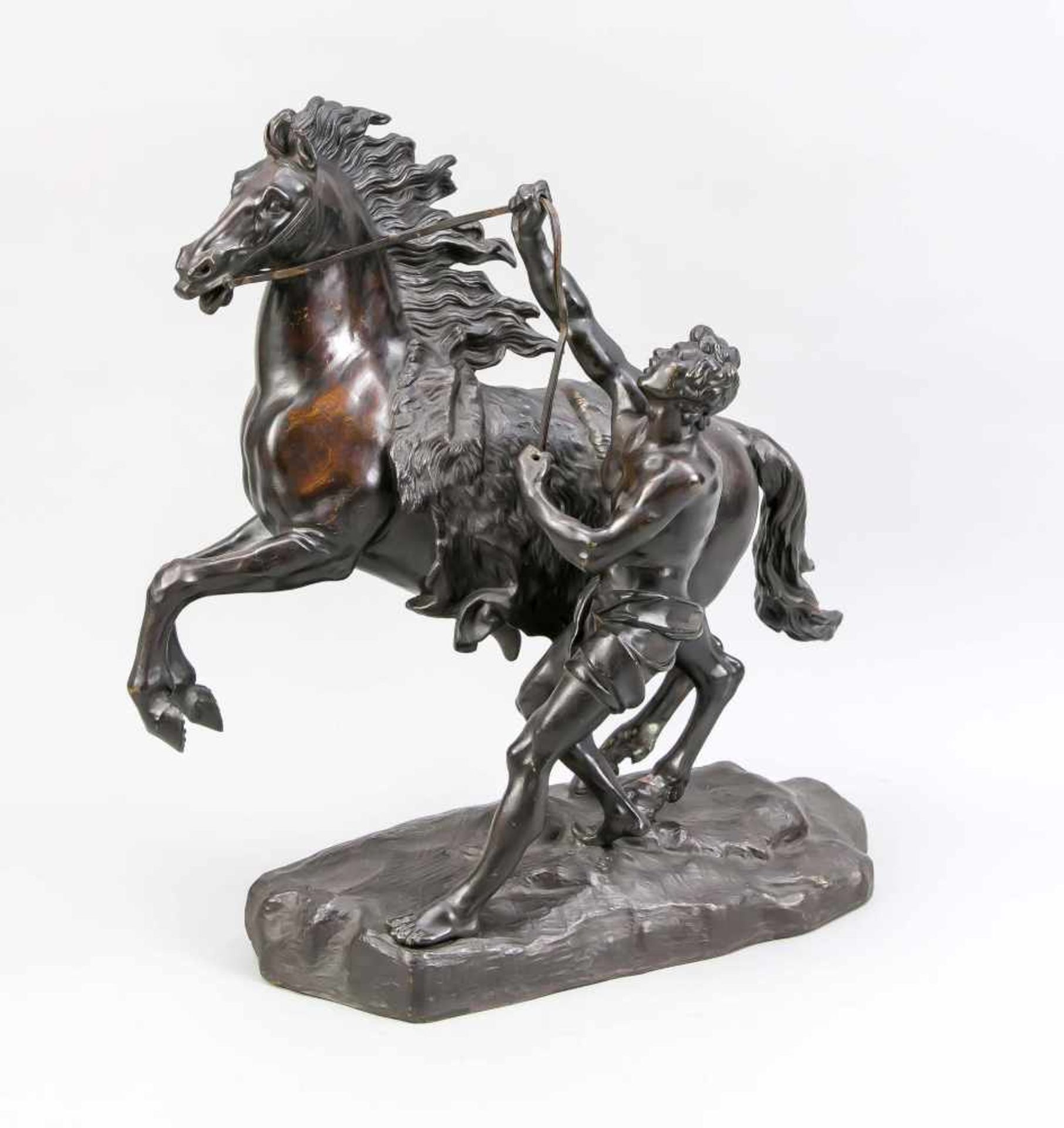 Guillaume Coustou (1677-1746), nach, Pferdebändiger (Cheval de Marly), Bronze,braun-schwarz