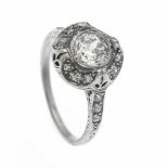 Altschliff-Diamant-Ring Platin 950/000 mit einem Altschliff-Diamanten 0,78 ctl.get.W-get.W(j-K)/VS-