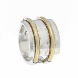 Designer-Ring GG 750/000 und Silber 925/000 ungest., gepr., RG 53, 9,0 gDesigner ring GG 750/000 and