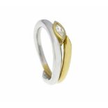 Brillant-Ring GG/WG 750/000 mit einem Diamantnavette 0,20 ct l.get.W/SI, RG 57, 10,4 gBrilliant ring