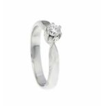 Brillant-Ring WG 750/000 mit einem Brillanten 0,12 ct TW/VS, RG 50, 2,9 gBrillant Ring WG 750/000