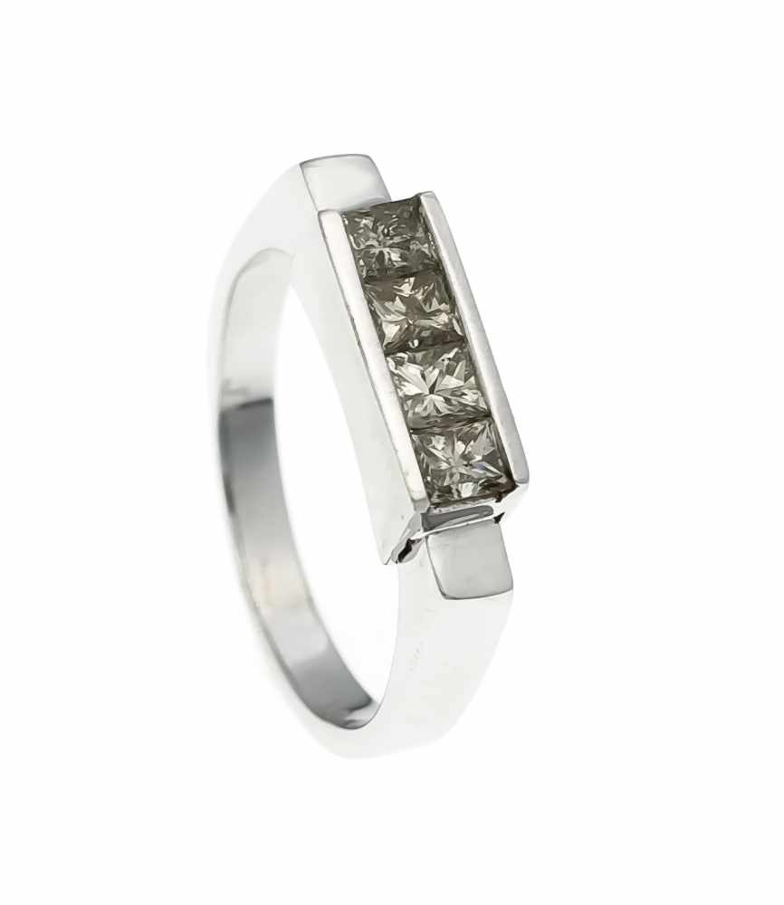 Diamant-Ring WG 585/000 mit 4 Prinzess-Diamanten, zus. 0,80 ct get.W-l.get.W/PI, RG 56,4,6