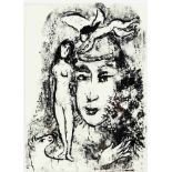 Marc Chagall (1887-1985), Der weiße Clown, Lithographie in Schwarz, 1964, Motivmaße: 37,5x 27 cm.