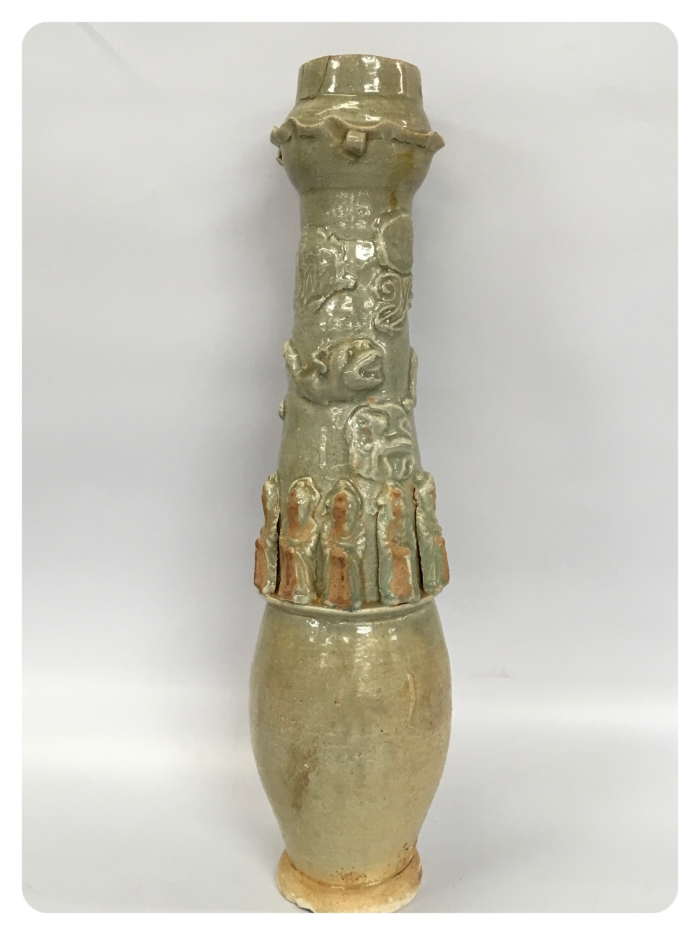 ORIENTAL STYLE GLAZED VASE, DECORATED WI