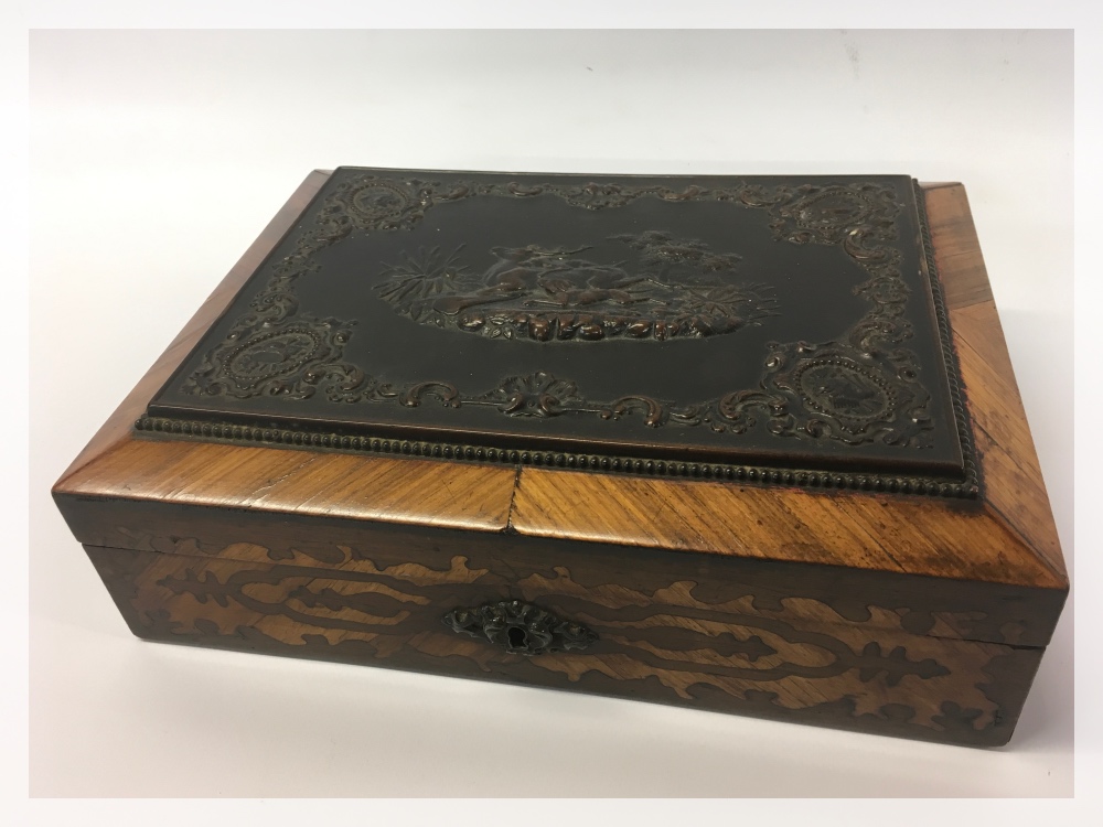 ROSEWOOD INLAID JEWELLERY BOX WITH BLACK - Image 2 of 3