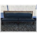 AN UPHOLSTERED L&NWR WAITING ROOM BENCH,