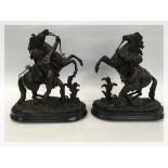 A PAIR OF LATE 19TH CENTURY BRONZE HORSE