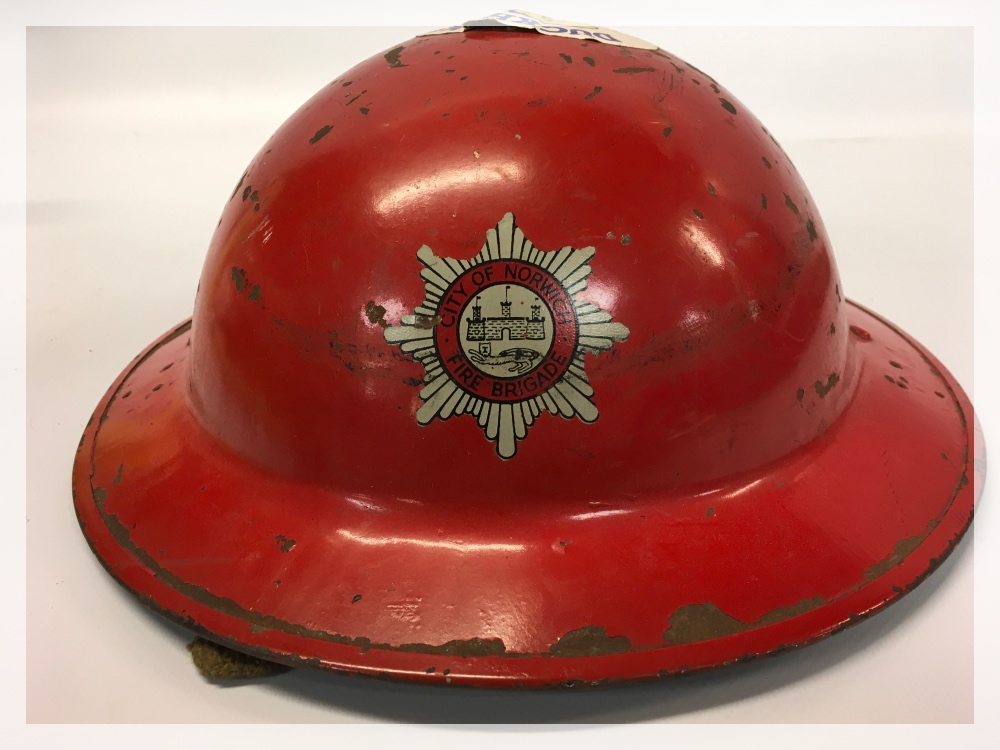 METAL FIRE HELMET WITH BADGE FOR NORWICH