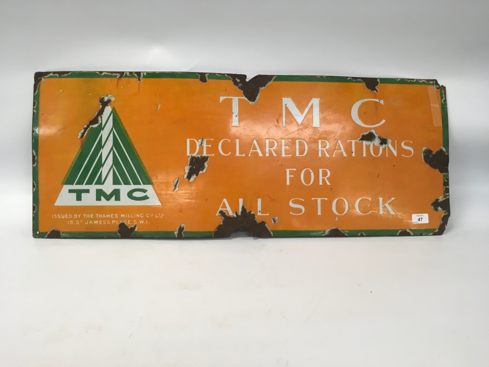 ENAMEL SIGN - TMC RATIONS FOR ALL STOCK