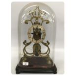 A LATE VICTORIAN BRASS SKELETON CLOCK WI