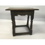 EARLY PERIOD OAK JOINT STOOL, 46 X 46 CM