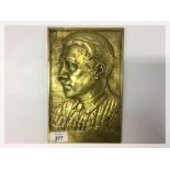 A BRASS CAST 'HITLER' PLAQUE 25 X 16CM.