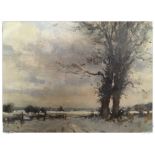 OIL ON BOARD "WINTER IN NORFOLK" BEARING