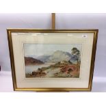 FRAMED WATERCOLOUR, A HIGHLAND SCENE, BE