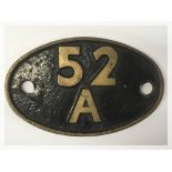 1950S OVAL BRASS RAILWAY SHED CODE PLATE
