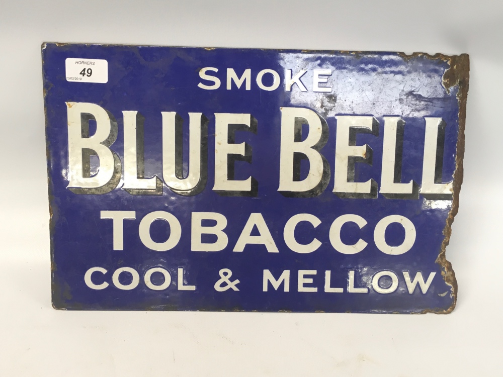 ENAMEL SIGN, DOUBLE SIDED - SMOKE BLUE B