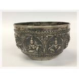 SILVER TIBETAN STYLE BOWL WITH INDIVIDUA