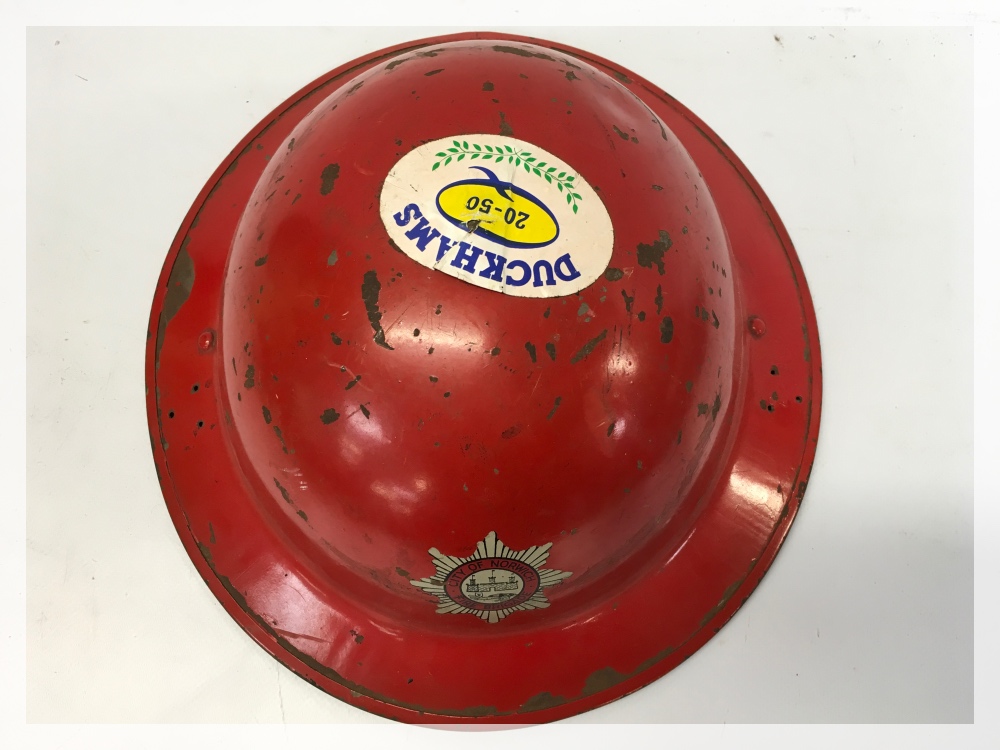 METAL FIRE HELMET WITH BADGE FOR NORWICH - Image 5 of 5