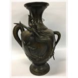 C19TH. BRONZE VASE DECORATED WITH DRAGON