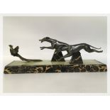 ART DECO THREE PIECE SPELTER GROUP OF TW