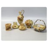 FIVE PIECES OF ROYAL WORCESTER BLUSH IVO