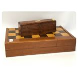 A FRUITWOOD BOX CONTAINING DOMINOES COMP