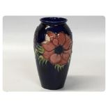 A MOORCROFT TAPERED VASE, 19CM, ANEMONE