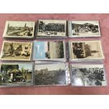 BOX OF OVERSEAS POSTCARDS SHOWING MARKET