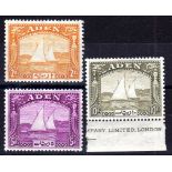 ADEN 1937 DHOW 2r, 5r, 10r, OG, SG 10-12